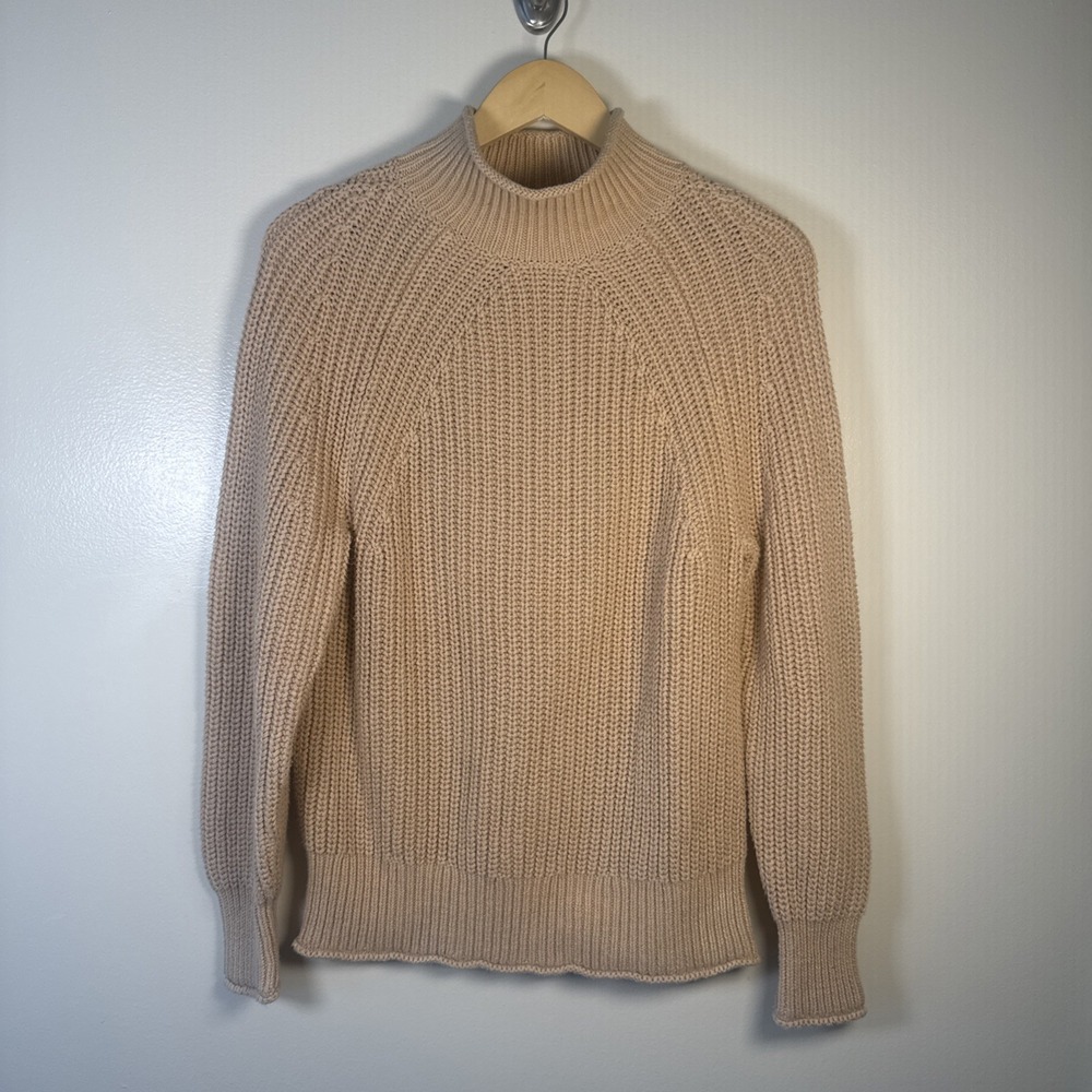 J Crew Roll Neck Sweater Women's S Tan‎ Fisherman Oarsman Preppy Capsule Chunky